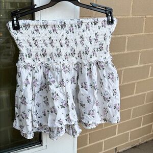 Hollister Floral Smocked White Skirt